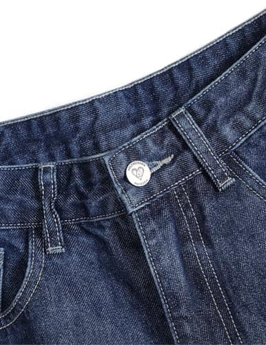 Aelfric Eden Wide Leg Jeans for Women Straight High Waisted Casual Loose Washed Y2K Baggy Boyfriend Jeans Denim Pants Dark Blue 34 - Thumbnail 4