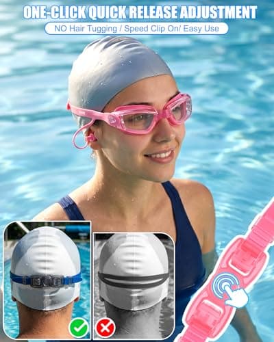 Aegend Swim Goggles 2-Pack, No Leaking Anti-Fog UV Protection Mirrored Swim Glasses for Adult Men Women, Wide View Outdoor (Navy Blue/Transparent + Rose Red/Transparent) - Thumbnail 2