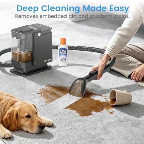 Portable Carpet Spot Cleaner Machine, Handheld Upholstery Cleaner with Pet Hair Brush & Cleaning Solution, for Pet Stains Couch Furniture Household Fabric Cleaning - Thumbnail 3