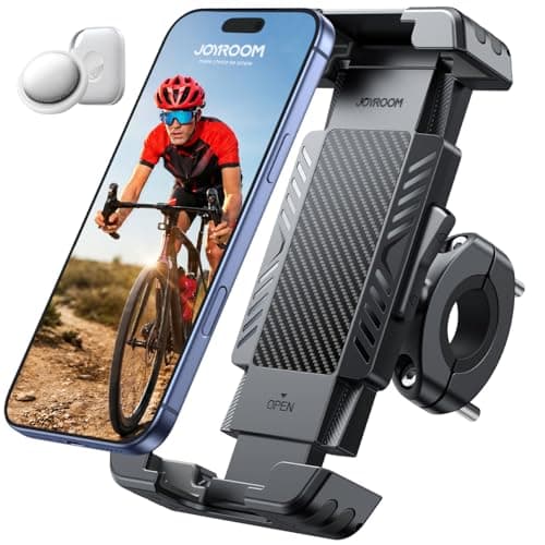 JOYROOM Bike Phone Holder [Hidden Tracker Storage] Phone Holder for Bike [1S Auto Lock] Motorcycle Phone Mount for Bike Bicycle Ebike Accessories Handlebar Phone Mount for All 5.8‘’-7.2" Cell Phones - Image 1