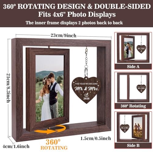 Boiveco Wedding Gifts for Couples 2026, Mr and Mrs Gift Picture Frame 4x6, Bridal Shower Gift for Bride Wedding Ideas for Newlyweds Just Married Wedding Presents for Newly Wed Couple - Thumbnail 5