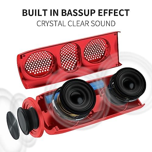 Musibaby Bluetooth Speaker, M88 Speakers,Dual Pairing, Bluetooth 5.3,Loud Stereo Sound,Booming Bass,30H Playtime for Home& Outdoor Party,Beach,Portable Speaker,Gifts(Red) - Thumbnail 3