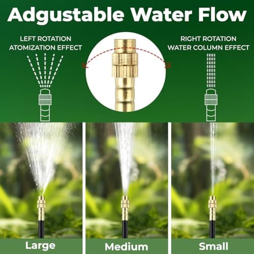 130FT Drip Irrigation System for Garden: 20 Nozzles 1/4" PE Tubing Automatic Watering Kit Adjustable Misting Sprinkler Mister Hose for Water Plants Tape Raised Beds Lawn Outdoor Yard Greenhouse 130FT - Thumbnail 3