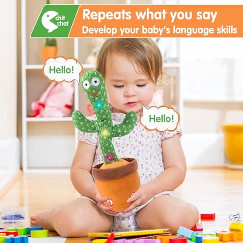 Dancing Cactus Toy for Baby Toddler, Talking Cactus Colorful Glowing Repeating What You Say, Singing Toys 120 Pcs Songs for Baby Gifts - Thumbnail 3