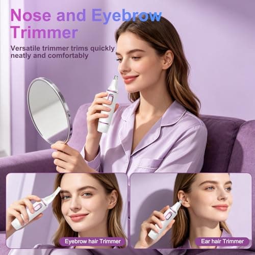 AREYZIN Nose and Ear Hair Trimmer for Women, 2 in 1 Professional Painless Electric Facial and Eyebrow Hair Remover, IPX7 Waterproof, USB Rechargeable, Dual-Edge Blades Portable Nasal Hair Clipper - Thumbnail 2