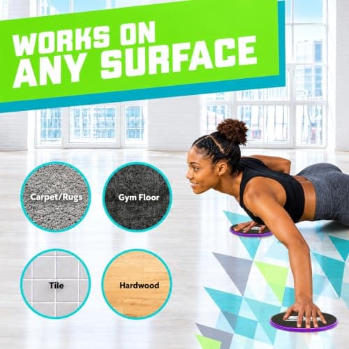 Elite Sportz Core Sliders For Working Out | Dual Sided Home Core Workout Equipment For Carpet & Hardwood Floors | Gliders for Exercising - Travel Workout Equipment For Athlete - Fitness Sliders - Thumbnail 4