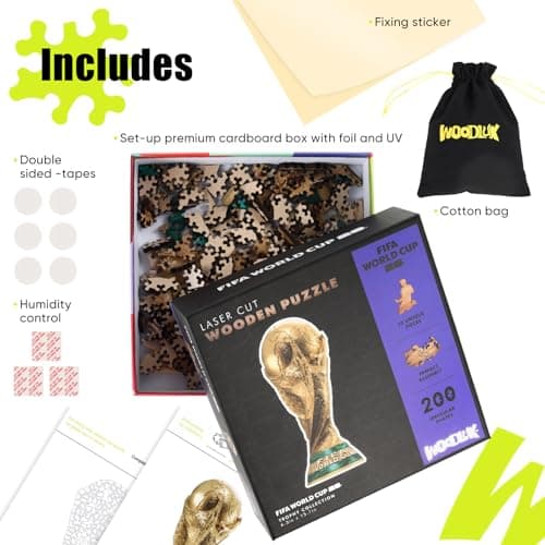 Official FIFA World Cup 2026 Edition Trophy Puzzles for Adults, 200 Pieces Football Merchandise Wooden Puzzles, Unique Soccer Gifts for Fans, Collectors Puzzle, 6.3 x 15.7 Inch Sports Souvenirs - Thumbnail 5