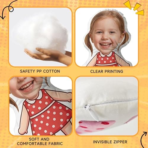 Personalized Face Plush Doll, Custom Photo Pillow for People or Pets, Funny Gag Gift & Unique Anime Perimeter Decor, Customized Humanoid Stuffed Figure,Ideal for,Birthday,2026 Football Tournament. - Thumbnail 5