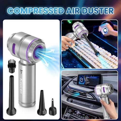 Koucen Car Vacuum Portable Cordless 20000pa High Power 4-in-1 Handheld Vacuum Cordless Rechargeable, Portable Vacuum with 3 Reusable Filter, Small Vacuums for Car Home Office & Pet(Silver Purple) - Thumbnail 6