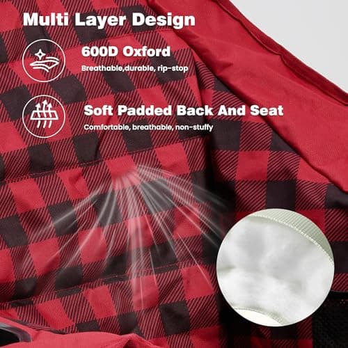 SUNNYFEEL 2 Pack Heavy Duty Camping Chairs for Adults Portable Oversized Folding Chair with Side Pockets & Cup Holde for Fishing,Trip,Picnic,Lawn,Concert Outdoor, Carry Bag Included - Thumbnail 5