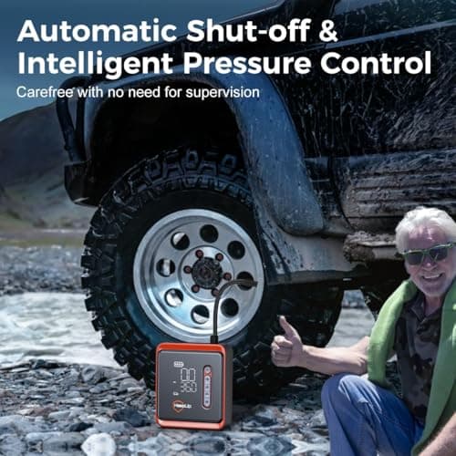 Tire Inflator Portable Air Compressor -Upgraded Air Pump for Car Tires with Tire Pressure Gauge (Max 150 PSI), Auto Shut-Off Tire Pump with LED Light for Car Motor Bike Ball - Thumbnail 3
