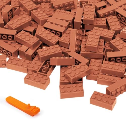 Lekebaby Classic Building Bricks, 200 Piece 2x4 Building Blocks STEM Creative Building Toys Compatible with All Major Brands, Educational Toy for Boys Girls 6 Years Old and Up(2x4 Light Brown)