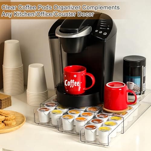 Clear Acrylic Coffee Pod Holder Organizer for K CUP, 36 Pods Storage for Kpods on Counter, Under Coffee Maker Countertop Drawer Organizer for KCUP, for Keurig Pod - Sturdy & Food Grade - Thumbnail 3