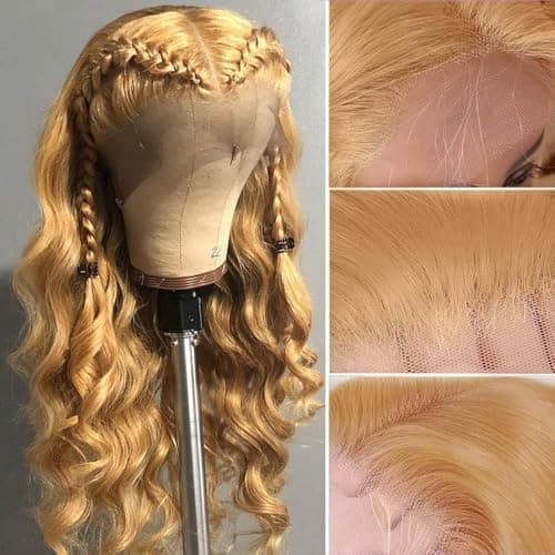 ROOMOOD 27# Ash Blonde Human Hair Lace Frontal Wig Body Wave 180% Density 13x6 Lace Front Wig Pre Plucked Natural Hairline for Women（20inch） - Thumbnail 2