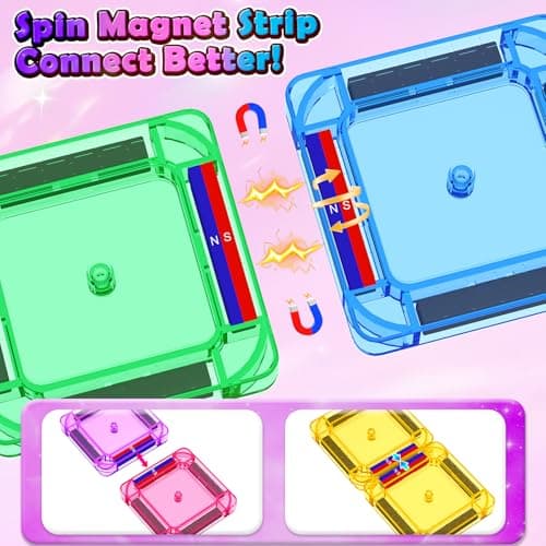 Coodoo Mini Magnetic Tiles Set with Iron Box, Travel Essentials Portable Magnet Building Blocks, Montessori Educational Sensory Toys for Toddlers 3+ Boys Girls Birthday Gift Classroom Must Haves - Thumbnail 3