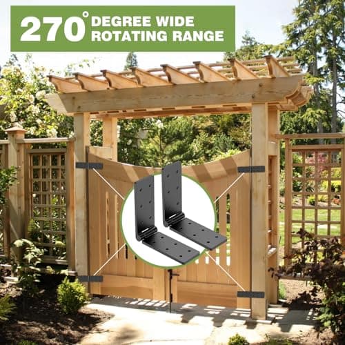 Mdkave Heavy Duty Gate Hinges,270° Solid Double Layer Folding Butt Hinges with Electroplating for Heavy Plywood, Backyard Wood Gates and Fence(2 Pack) - Thumbnail 4