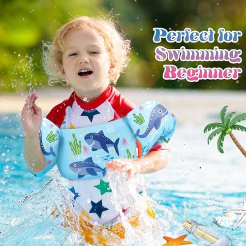 HeySplash Swim Vest for Kids, Toddler Pool Floaties Fit 22-44 Lbs, Children Swimming Vest with Adjustable Strap, Swim Jacket Water Wings Arm, Puddle Sea Beach Boat Jumper Boy Girl Age 1-6, Blue Shark - Thumbnail 6