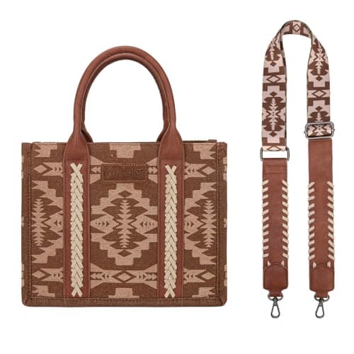 Montana West Wrangler Whipstitch Aztec Tote Bag for Women Top-handle Western Purses and HandbagsWG2212-8120BR - Image 1