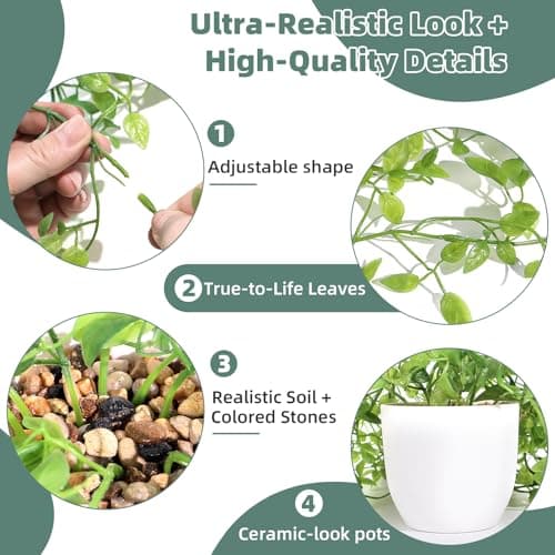 2 Pcs Fake Hanging Plants, Artificial Hanging Vines Plant, Faux Potted Mandala Vine Plants, Boho Home Decor for Indoor Outdoor, Wall Shelf Office Living Room Bedroom Bathroom Farmhouse Decorations - Thumbnail 4
