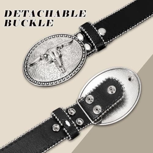 BELTROAD Cowboy Cowgirl Belts for Women Men Western Belts for woman Rhinestone Belt With Western Buckle - Thumbnail 5