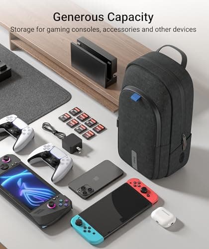 Syntech Carrying Case Compatible with Steam Deck OLED/ROG Ally X/ROG Xbox Ally X/Legion Go S/Nintendo Switch 2/PS Portal, Portable Travel Sling Bag for Consoles & Accessories with Large Storage, Black - Thumbnail 2