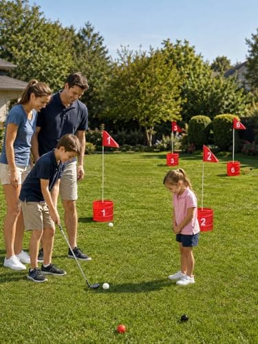 SJEhome 6 Hole Backyard Game Golf for Adults Outdoor Indoor Practice Gifts for Yard, Lawn, Park, Yard, Beach - Thumbnail 2