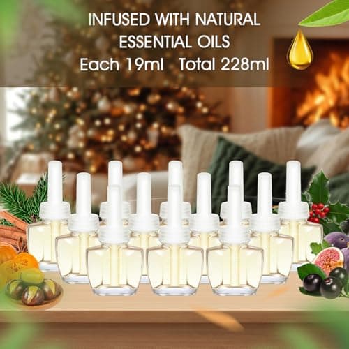 Plug In Refills Air Freshener, Spruce, Caramel, Espresso, Raspberry Cinnamon, for Home and Bathroom 7.92 Fl Oz, 12 Count, Compatible with Air Wick & Glade Not Include Glade Plus - Thumbnail 4