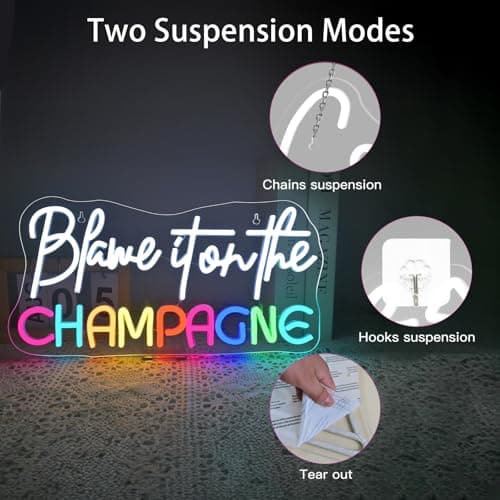 VVYXX Champagne Neon Sign Wall Decor Blame It on The Champagne But First Champagne Led Neon Light Sign Suitable for Home Bar Kitchen Man Cave Pub Wedding Birthday Graduations Grad Party Backdrop Drinks Gifts USB Warm - Thumbnail 6
