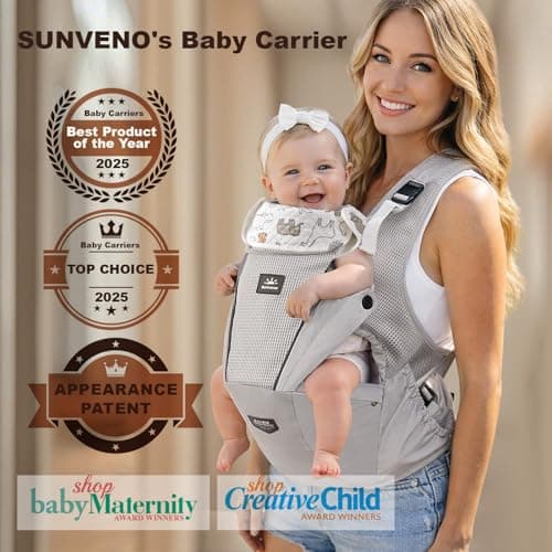 SUNVENO Baby Hip Carrier, Baby Carrier with Hip Seat, Patented Ergonomic Support for Heavy Babies, Lightweight Breathable Design, 7-45 lbs - Thumbnail 3