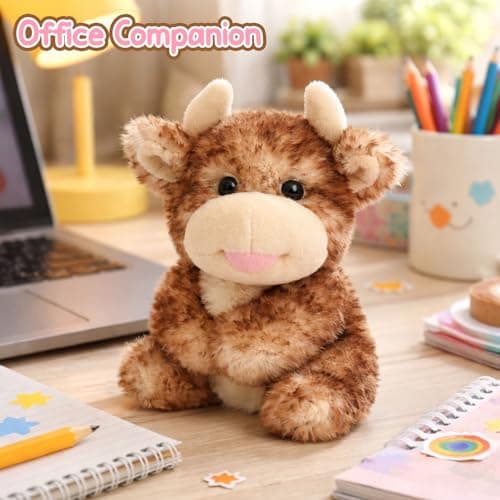 Mushymallow Sitting Cow Stuffed Animal Soft Cow Plush Toy Cute Birthday Gifts for Boys Girls Kids Toddlers,Dark Brown - Thumbnail 5