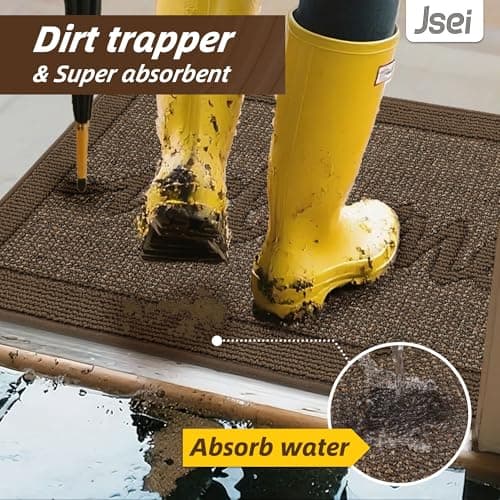JSEI Door Mat 24"x 36",Absorbent Dirt Welcome Mat,Non-Slip Entryway Rugs Washable Indoor Entrance Mats,Low Profile Floor Mat for Entryway and Front Back Door,Brown - Thumbnail 3