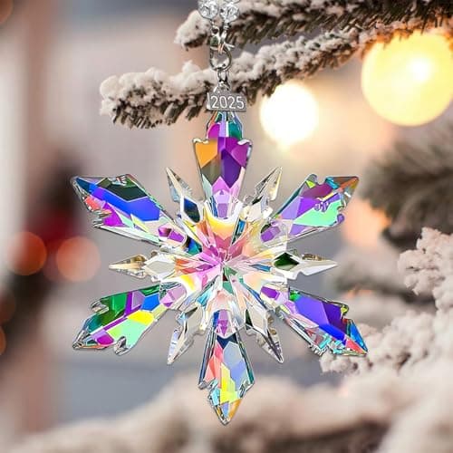 2025 Annual Edition Crystal Christmas Ornaments, Snowflake Star Ornaments for Christmas Tree, Beautiful Colorful Ornament Gifts for Family Friends - Thumbnail 5