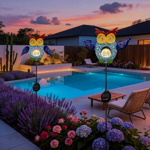Go2garden Solar Owl Garden Gifts Lights Outdoor, 3D Waterproof Colorful Yard Art Decor with Stakes for Pathway Sidewalk Ornaments, Birthday Garden Gifts for Mom Women(1Pack) - Thumbnail 3