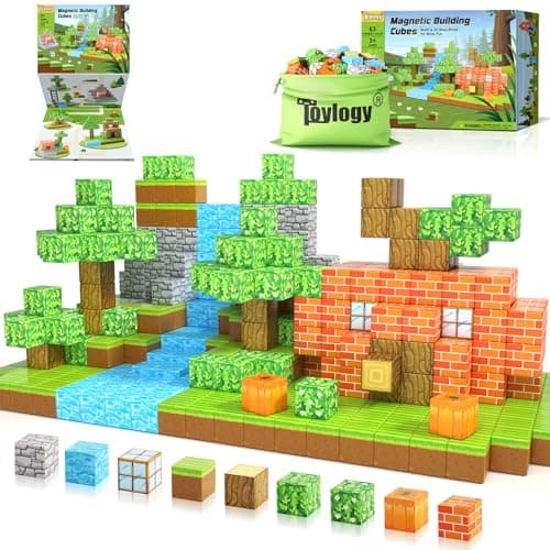 Magnetic Blocks-Build Mine Magnet World Pumpkin Edition Kids Games Toys for Boys Girls 3+ Years Old Magnetic STEM Construction Toys Ages 4-6 6-8 5-7 for Halloween Birthday Gifts - Image 1