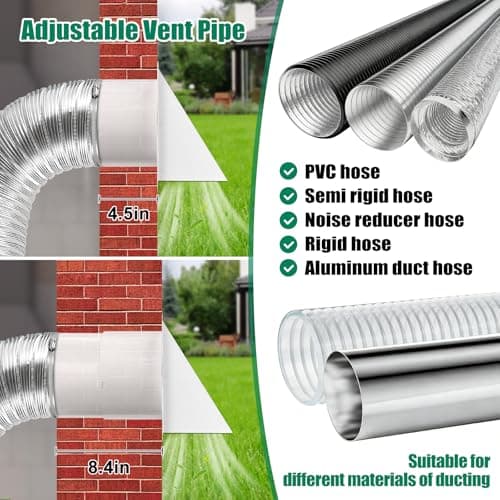 8 Inch Wall Vent Cover with Hood for Kitchen Range Hood Dryer Duct, White - Thumbnail 4