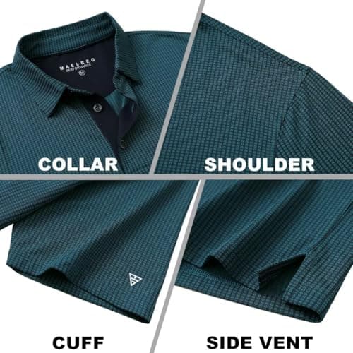 M MAELREG Golf Polo Shirts for Men Dry Fit Casual Performance Moisture Wicking Mens Polo Shirts Short Sleeve Turquoise - Thumbnail 5