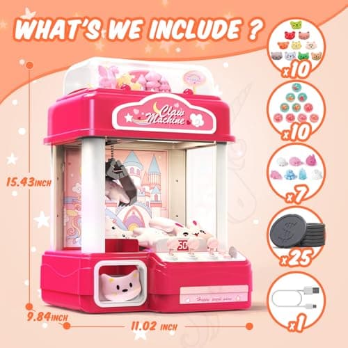 Skirfy 15” Claws Machines for Kids Adults with Sound Light, Vending Machine Candy Grabber Prize Dispenser Toys, Unicorns Claws Machines Electric Control,Birthday Girl Toys Gift - Thumbnail 5
