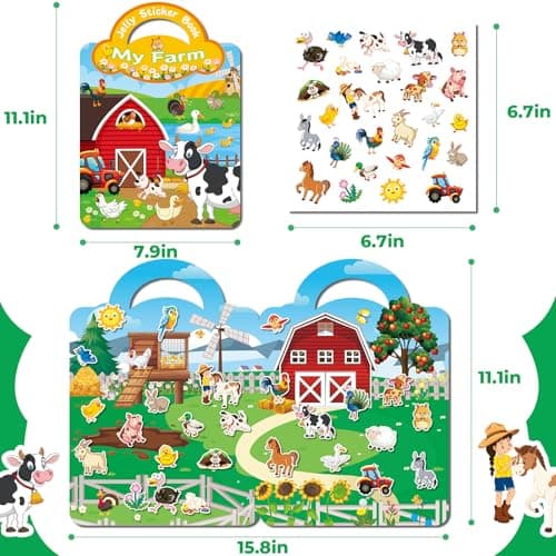 Kalysky 6Pack Reusable Sticker Books for Toddlers 1-3 2-4, Jelly Sticker Books for Kids, Cute Sticker Books for Toddlers 2-4 Years, Sticker Activity Book for Girl Boy - Thumbnail 5