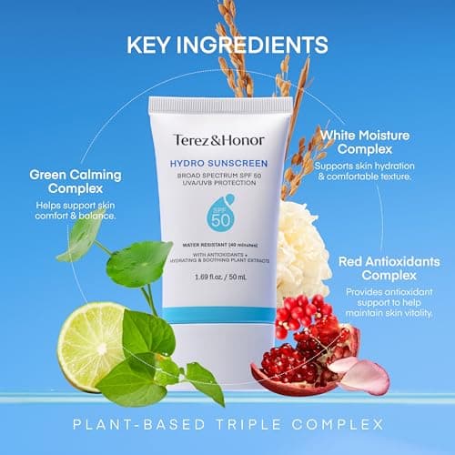 Terez & Honor Sunscreen for Face: Hydrating Face Sunscreen Broad Spectrum SPF 50 with UVA/UVB Protection - Moisturizing, Soothing, Water-Resistant, No-White Cast & Non-Greasy - Korean Sun Care 1.69oz - Thumbnail 5