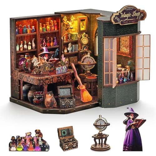 Book Nook Kit – DIY Miniature House Dollhouse for Adults & Teens, 3D Wooden Puzzle Tiny House Bookshelf Insert with LED Lights, Booknook Library Decor Gift for Family & Friends - Image 1