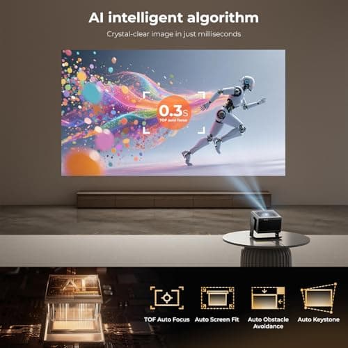 ELEPHAS Smart 4K Projector with WiFi and Bluetooth - Compatible with Netflix/Prime Video/YouTube, 270° Rotatable, AI Auto Focus & Keystone, Portable Home Theater Movie Projector for Indoor Outdoor - Thumbnail 5