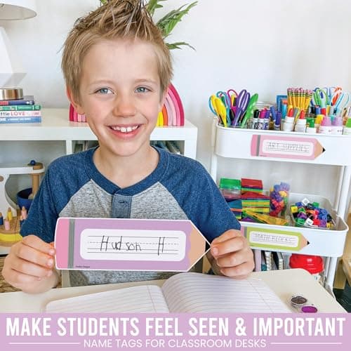 Hadley Designs Desk Name Tags for Classroom - 36 Student Desk Name Plates for Classroom Decor, 9x3 Pastel Nametags Cubby Labels Teacher Supplies, 1st 2nd 3rd Grade Kindergarten Preschool Must Haves - Thumbnail 2