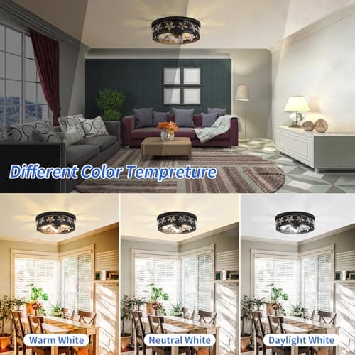 Glintawn 12.6 Inch Black Flush Mount Ceiling Light Fixture - Thumbnail 5