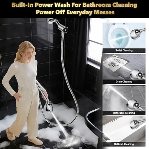 DAKINGS High Pressure Filtered Shower Head with Handheld, Upgrade Magnetic 10-Mode Handheld Showerhead Built-in Power Wash for Bathroom Cleaning, Detachable Shower Head with 71" Shower hose - Thumbnail 5