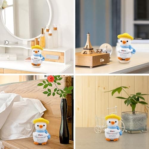 FilmHOO Mothers Day Birthday Gifts for Mom from Daughter Son Stocking Stuffers for Women I Duck Love You Mom Handmade Crochet Funny Cool Cute Small Duck - Thumbnail 5