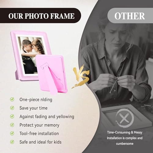 vilkok Pink 5x7 Picture Frame,1 Pack, Fits 5x7 Photo or 4x6 with Mat, Acrylic Front & Durable ABS Frame, Shatterproof UV-Resistant Tabletop Display, Vertical/Horizontal Home Décor Frame - Thumbnail 6