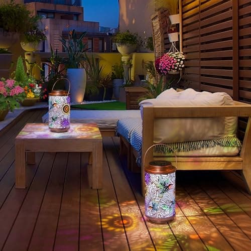 2Pack Solar Lanterns Outdoor Waterproof Hummingbird Garden Gifts for Mom, Multicolor Solar Lights Lantern for Backyard Garden, Pathway, Outside, Mothers' Day Gifts for Women Grandma - Thumbnail 6