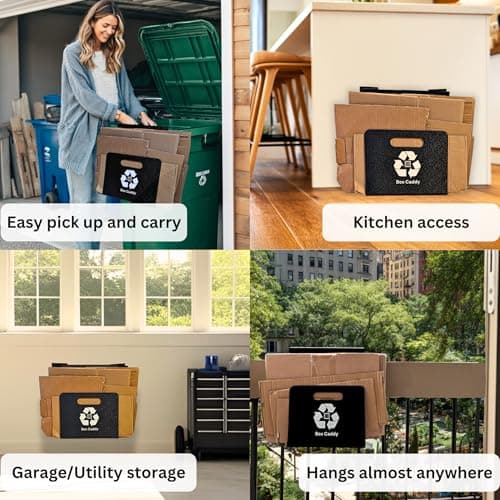 Box Caddy - Cardboard Recycling Organizer. The ultimate solution to store, transport, and recycle your boxes. Eliminates cardboard clutter. (Black/White) - Thumbnail 3