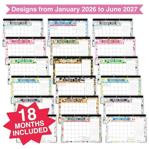 Hadley Designs Large Desk Calendar 2026-2027 - Desktop Calendar 2026, 18-Month Desk Calendars for Home, Office & Classroom, Cute Doodle Classroom Must Haves, Gifts for Coworkers, Teachers & Students - Thumbnail 3