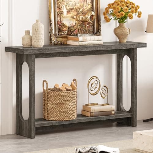 Tarnorci Entryway Console Table, 55" Wood Grey Console Table Narrow Sofa Tables with Storage Hallway Foyer Tables for Entryway, Living Room, Hallway - Thumbnail 4